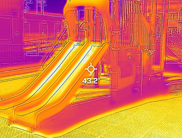 infrared vision view of playground