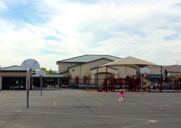 At Creekside Elementary in Tassajara, CA, the play structure is partially protected from the sun.