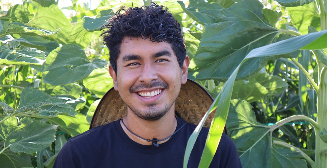 Chris De León at the Yosemite Village Permaculture Community Garden & Urban Farm Incubator.