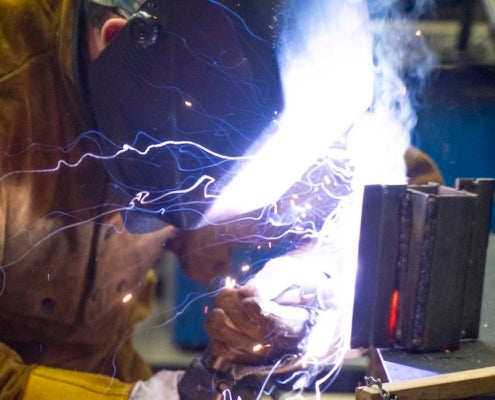 Job trainee in the Gladiator Welding Program, a component of the Transform Fresno Workforce Development Plan