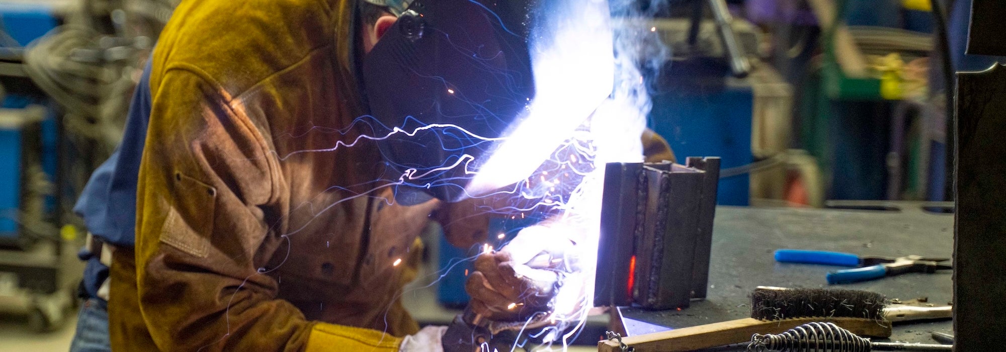 Job trainee in the Gladiator Welding Program, a component of the Transform Fresno Workforce Development Plan