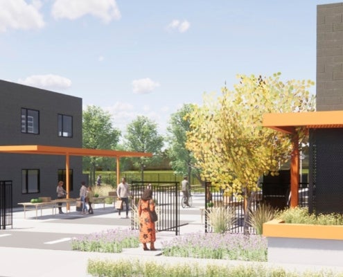 Initial renderings of the Saint Rest Food to Share Hub.