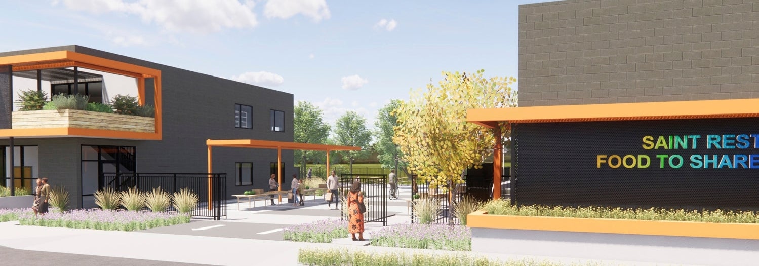 Initial renderings of the Saint Rest Food to Share Hub.